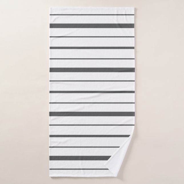 Rayas grises de grafito sobre fondo blanco (Toalla de baño)