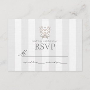 Rayas grises y bodas damasquinadas marrones RSVP