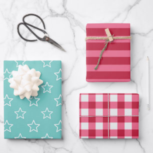 Rayas horizontales Estrellas de Gingham Papel de e