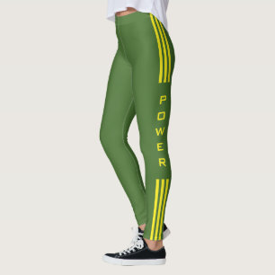Rayas laterales amarillas Green Leggings Power Tex