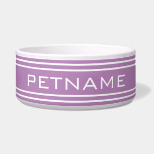 Rayas Lilac personalizado monograma cuencos mascot