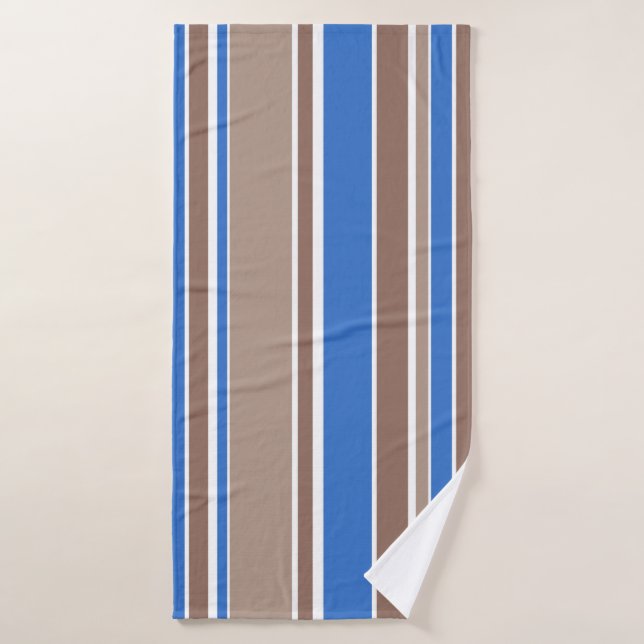 Rayas marrones y azules (Toalla de baño)