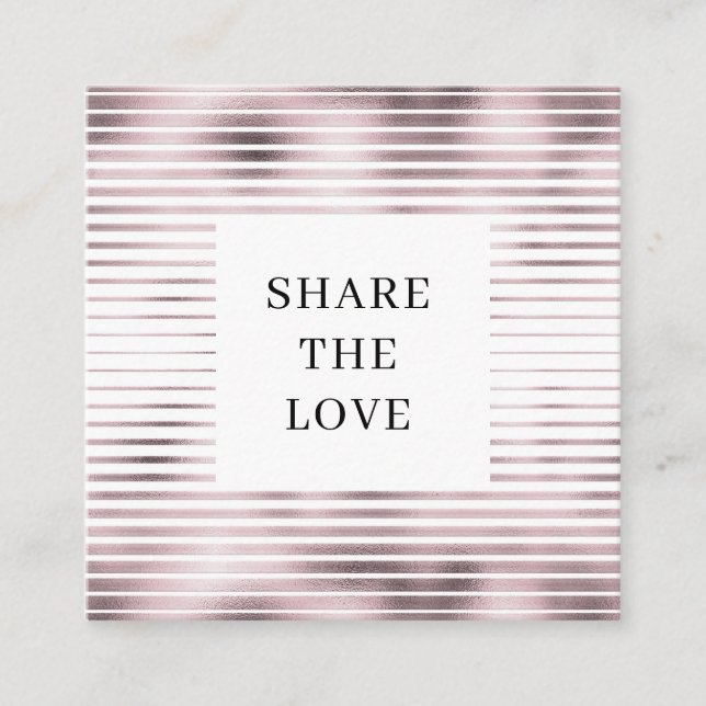 rayas metálicas rosa tarjeta de fidelidad moderna  (Anverso)