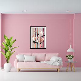 Rayas minimalistas Flores Poster de arte moderno
