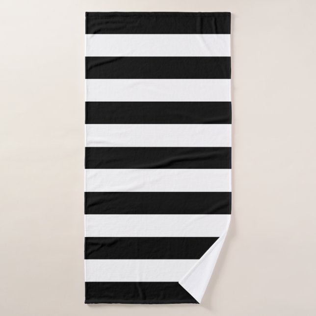 Rayas modernas en blanco y negro (Toalla de baño)