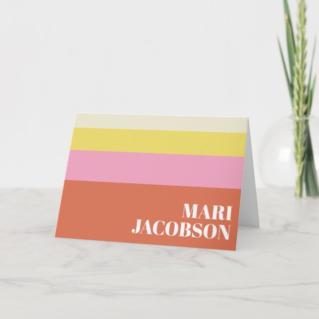 Rayas modernas personalizadas rosadas y naranjas l (Anverso)