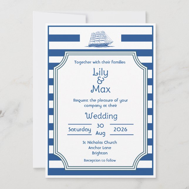 Rayas Náuticas - Invitación de boda (Anverso)