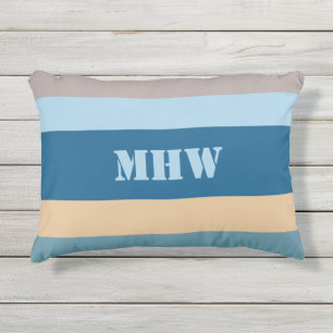 Rayas náuticas personalizado monograma almohada de
