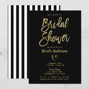 Rayas Negras Blancas Doradas Chic Invitación de De
