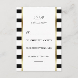 Rayas negras del blanco y del oro que casan RSVP