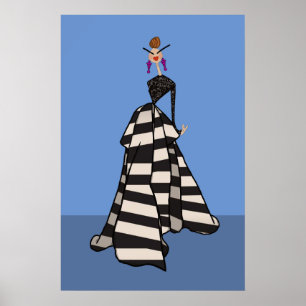 Rayas Negras y Blancas Mujer Arte de Moda Glamour