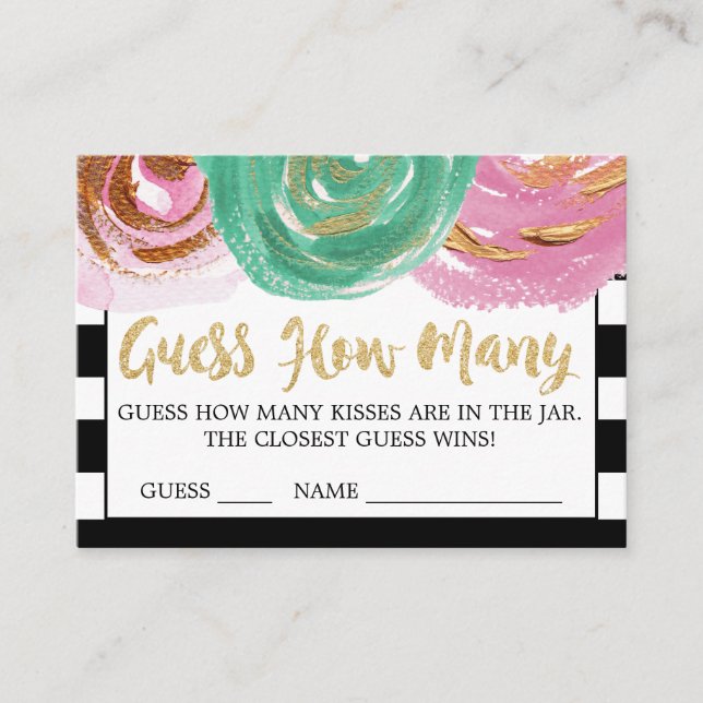 Rayas Negras y Blancas Tarjetas Adivina Cuántos Be (Anverso)