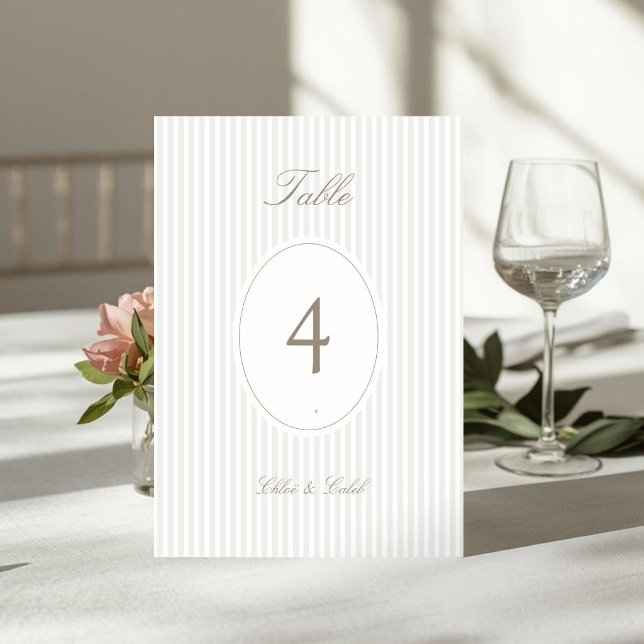 Rayas | Número de Mesa de Boda con Óvalo Chic y Le (Subido por el creador)