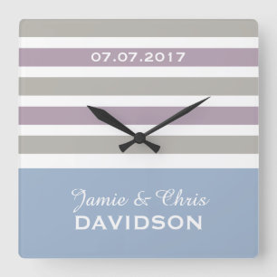 Rayas Patrón de relojes de pared de bodas personal