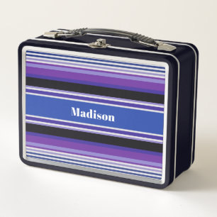 Rayas Patrón nombre personalizado cajas de almuerz