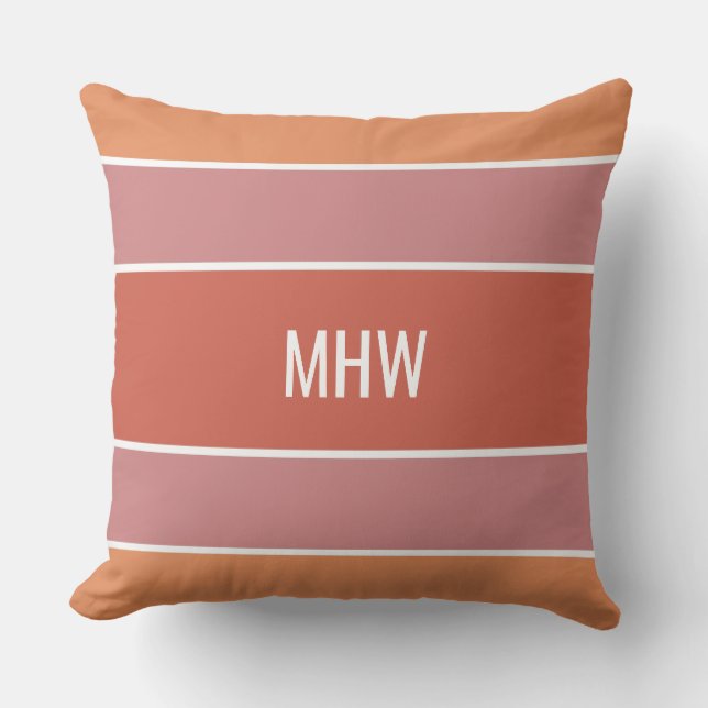 Rayas Patrón personalizado monograma almohadas de  (Anverso)