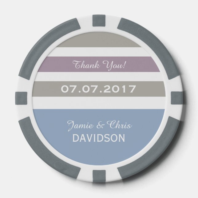 Rayas Patrón personalizado monograma fichas de póq (Anverso)