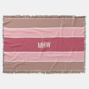 Rayas Patrón personalizado monograma manta de lanz