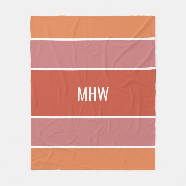 Rayas Patrón personalizado monograma mantas de pul (Anverso)