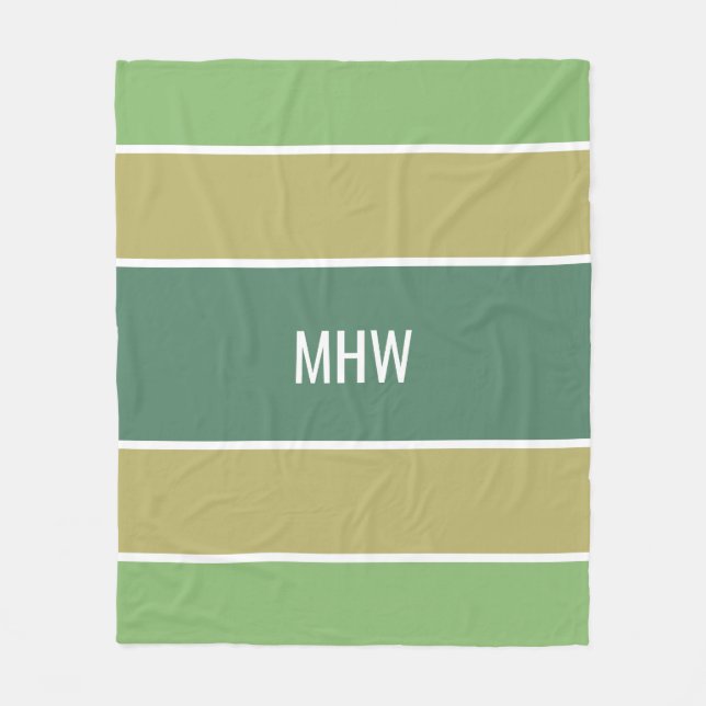 Rayas Patrón personalizado monograma mantas de pul (Anverso)