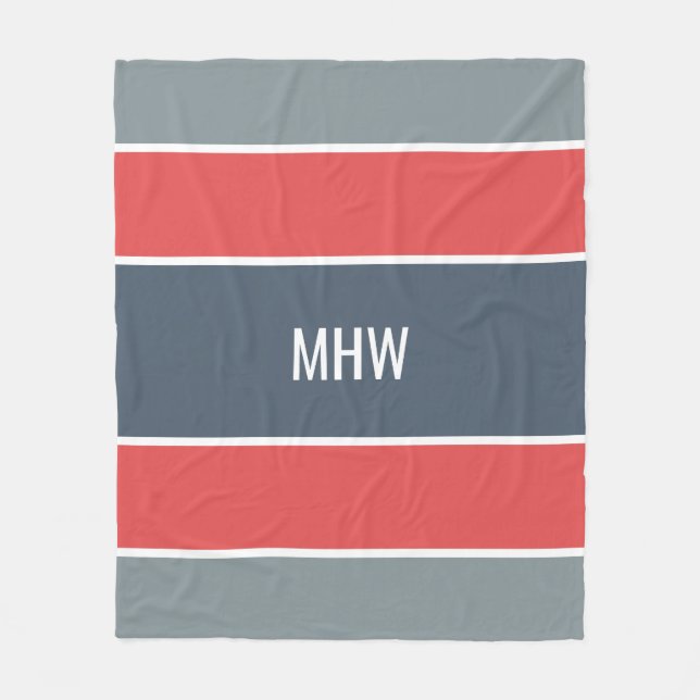 Rayas Patrón personalizado monograma mantas de pul (Anverso)