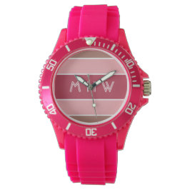 Rayas Patrón personalizado monograma relojes