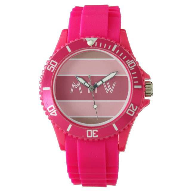 Rayas Patrón personalizado monograma relojes (Anverso)