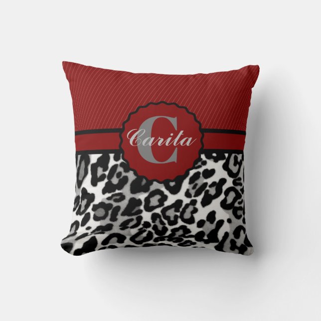 Rayas personalizadas y Cojín decorativo leopardo (Anverso)