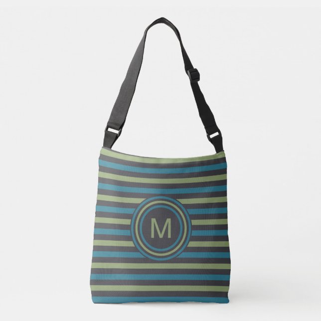 Rayas Personalizado de patrón Monograma bolsas (Anverso)