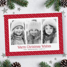 Rayas punteadas lindas feliz Navidad 3 fotos rojas