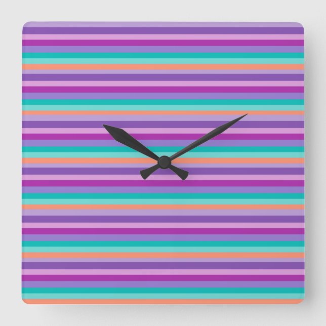 Rayas púrpuras coloridas del reloj de pared cuadra (Anverso)