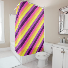 Rayas Retro Púrpura Rosa Cortina De Ducha