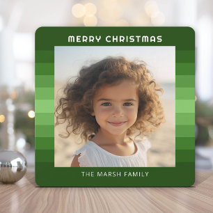 Rayas Retro - Verde de Navidad - Foto Simple