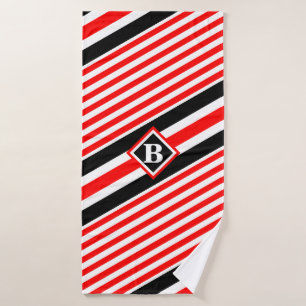 Rayas rojas blancas y negras / Monograma / Inicial