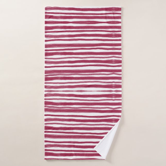 Rayas Rojas Bordeaux  (Toalla de baño)