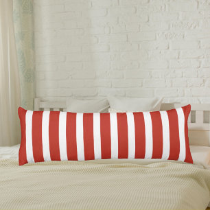Rayas rojas y blancas almohada de cuerpo lindo