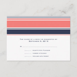 Rayas rosa y azul moderno Wedding RSVP