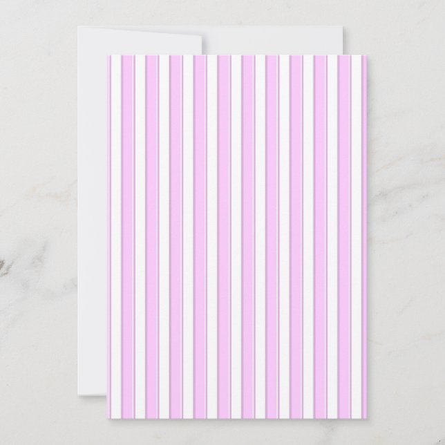 Rayas rosadas en invitaciones personalizadas blanc (Anverso)