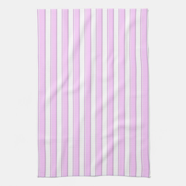 Rayas rosadas en toalla de cocina blanca (Vertical)