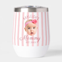 Rayas rosadas Foto personalizada Recuerdo para Mam