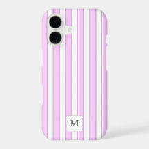 Rayas Rosadas sobre Monograma Inicial Personalizad