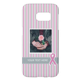 Rayas rosadas y plateadas fundas de texto y fotos