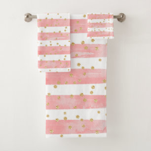 Rayas Rubor rosadas   Faux Gold Confetti