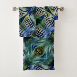 Rayas transversales curvadas en azul y verde llama