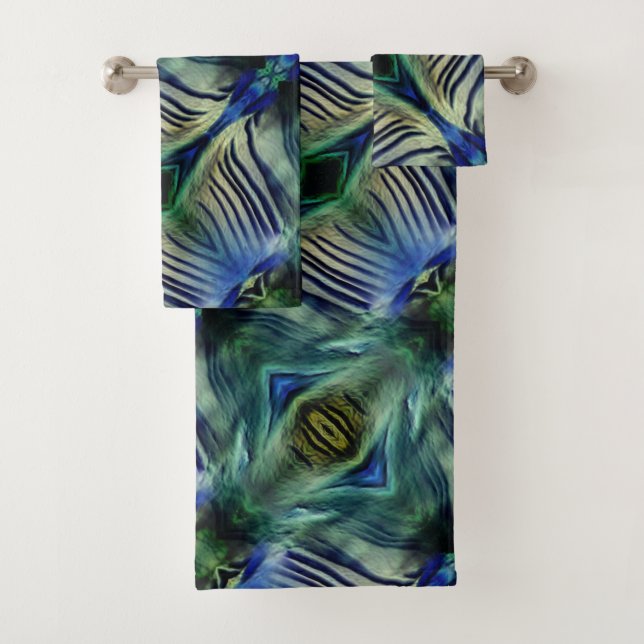 Rayas transversales curvadas en azul y verde llama (In situ)