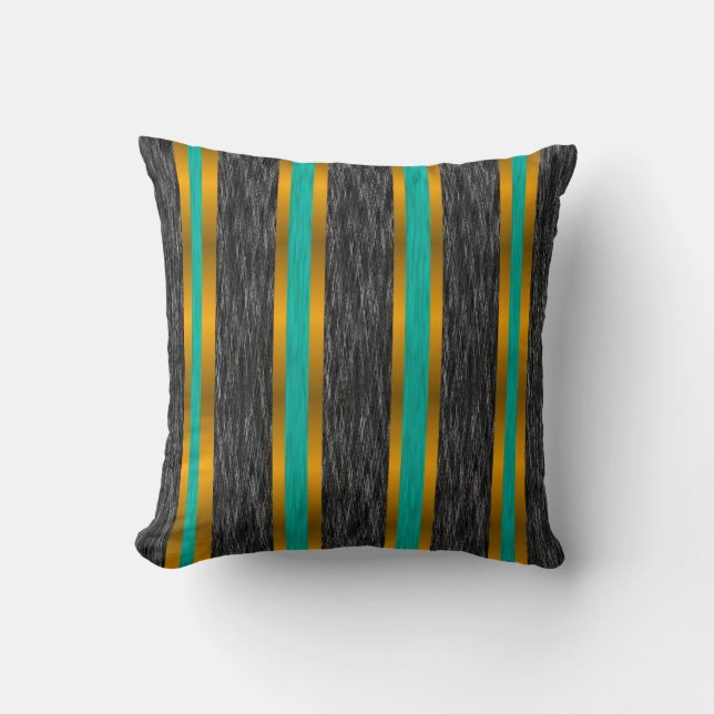 Rayas verde azuladas del oro en la almohada negra (Anverso)