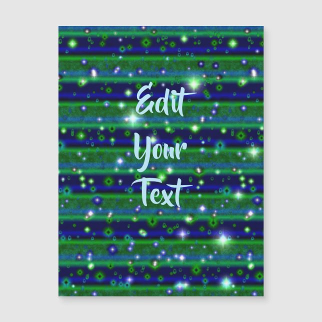 Rayas verdes azules con estrellas y gotas de lluvi (Anverso)