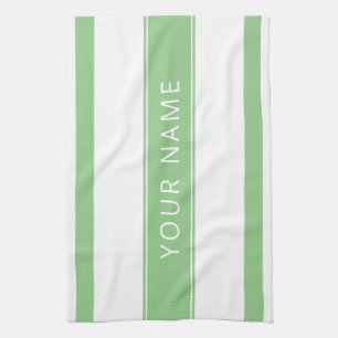 Rayas verdes con tu nombre Toallas de cocina