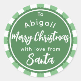 Rayas verdes del pegatina de regalo de Santa