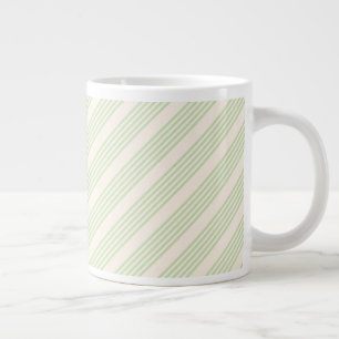 Rayas verdes y beige taza de café gigante